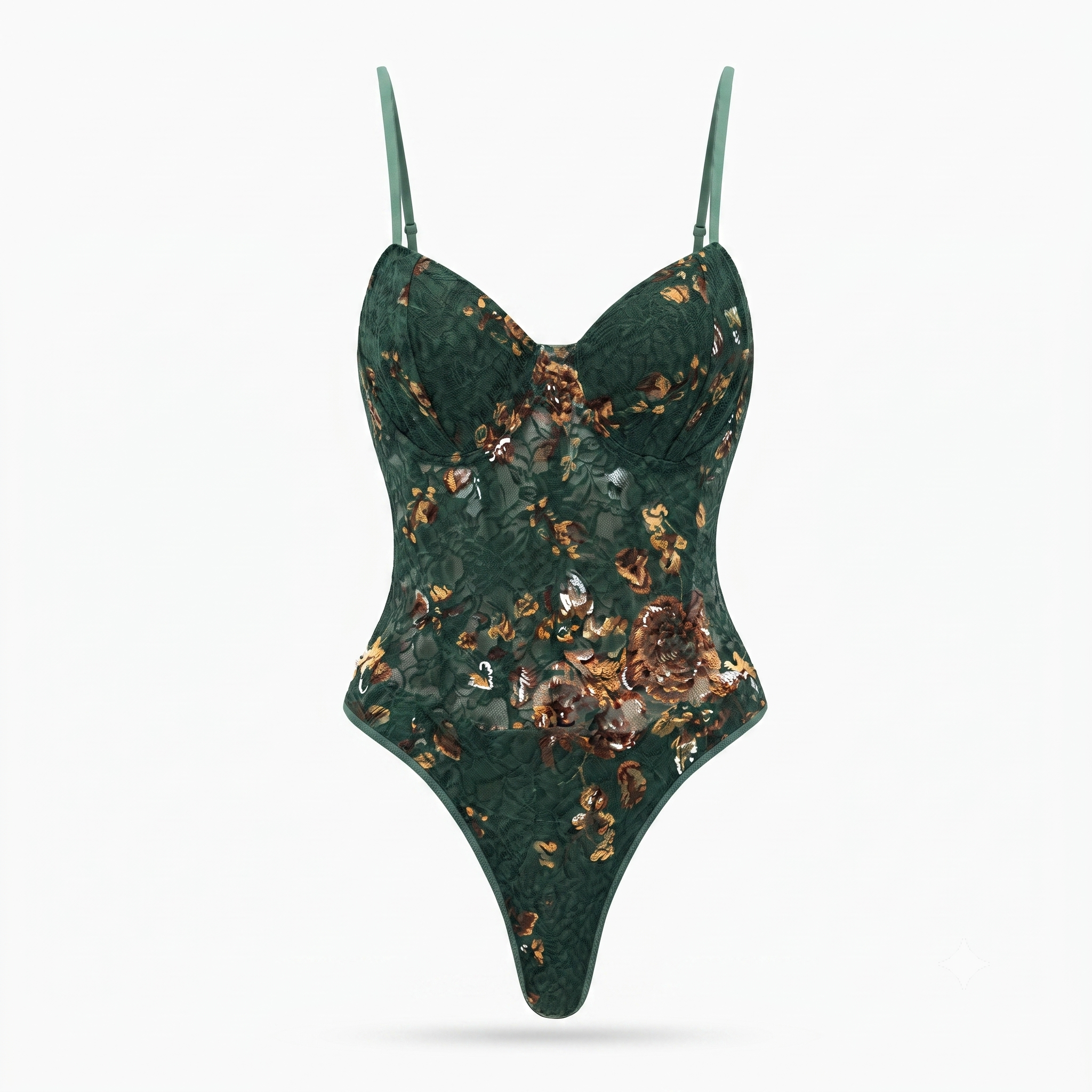 Floral Print Embroidery Bustier Corset Slip Sleeveless Bodysuit